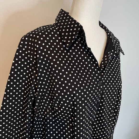 Lane Bryant NWT Black & White Polka Dot 3/4 Sleeve Shirt size 14/16 - Picture 3 of 4